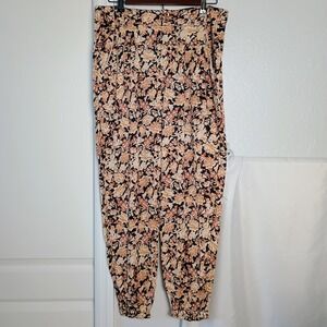 Anthropologie Diandra Pleated‎ Floral Joggers Pants Zip Bottoms Women's Size 6
